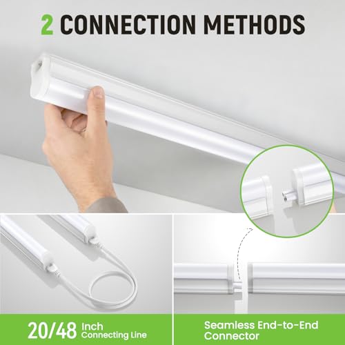 Pak 4FT LED Shop Lights, 2300LM 6500K Cool White, 20W Energy Efficient Linkable Ceiling and Under Cabinet Lighting, T5 Integrated Utility Fixture for Garage, Workshop, Basement, FCC Certified, 8 Pack - size: 4FT 6500K-8 Pack