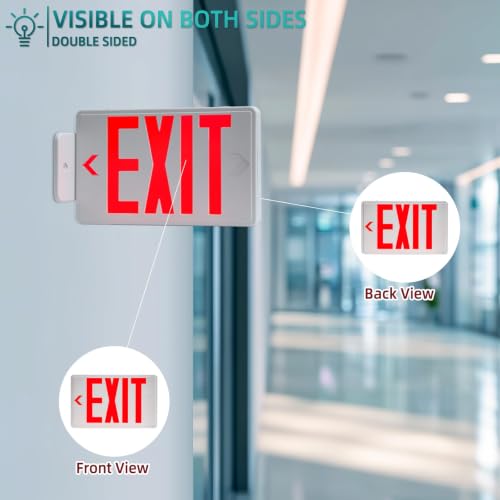 Universal Red Light LED Exit Sign OSHA Commercial, 6 Pack - color: White Housing+Red Letter, size: 6 Pack