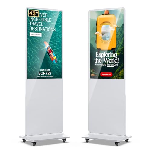 MWE 43 Inch Digital Signage Advertising Display Kiosk LCD Screen Indoor Floor Standing Commercial Totem Android System Vertical Poster with Auto Media Player-White - color: White, size: 43 inch, style: NonTouch-Screen