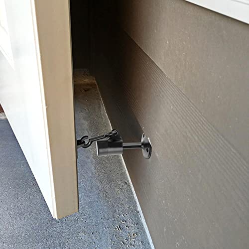 Sumnacon Sturdy Door Stopper with Hook - Stainless Steel Modern Door Stop with Rubber Buffer, Wall Mounted Metal Doorstop with Hardware for Home Office, Black - color: Black