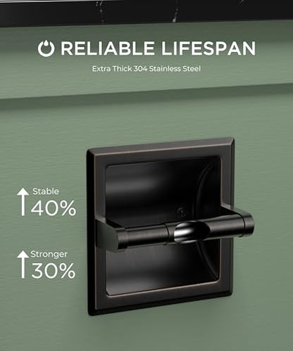 FORIOUS Recessed Toilet Paper Holder for Mega Rolls, Oil Rubbed Bronze - color: Oil Rubbed Bronze