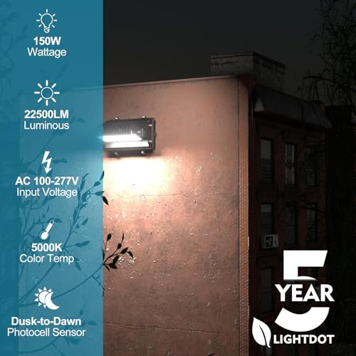 Lightdot 150W Wall Pack LED Exterior Light, Dusk to Dawn 2Pack - style: Adjust 150W