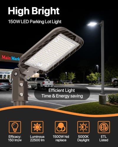 150W Led Parking Lot Lights 22500lm 5000K Slip Fitter Mount 3Packs - size: 150W 3PACK