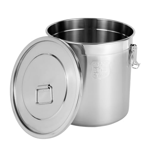 304 Stainless Steel Airtight Canister for Kitchen, 8.7Gal Canisters Container with Lids and Sturdy Locking Clamp,Bucket Food Storage Containers Airtight for Flour Coffee Bean Tea (33L) - size: 33L