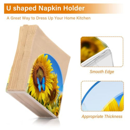 Blooming Sunflowers Napkin Holder for Table Acrylic Tissue Dispenser - color: Blooming Sunflowers