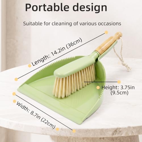 Dust Pan and Brush - Hand Broom Dustpan Set, Broom with Dustpan Como Set, Dustpan and Brush Set for Pet, Car, Dorm, Comping (Green) - color: Green