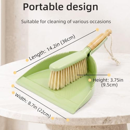 Dust Pan and Brush - Hand Broom Dustpan Set, Broom with Dustpan Como Set, Dustpan and Brush Set for Pet, Car, Dorm, Comping (Green) - color: Green