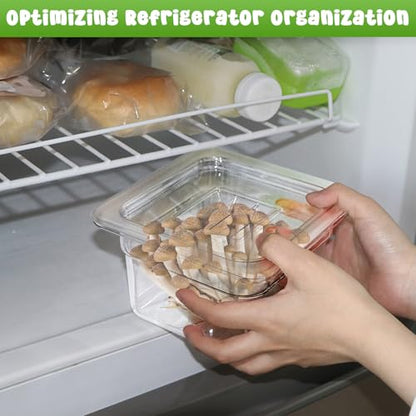 8 Set 1/6 Size Plastic Clear Food Pans with Lids for Kitchen Restaurant