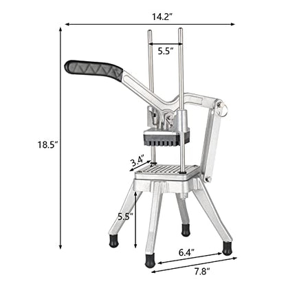 ROVSUN Commercial Vegetable Chopper French Fry Cutter Potato Slicer Fruit Chopper, Super Value Set of Suction Feet, 1/2'', 3/8'', 1/4'', 8-Wedge Blades and Pusher Blocks for Restaurant, Home & Kitchen - size: Lever Style