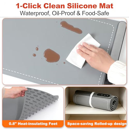 Silicone Food Warming Mat Extra Large 42 x 15 Inch with Heat-Resistant Mat, 500W Graphene, 6 Temp & 6H Timer, Rollable Electric Heating Mat - size: Extra Large Size:42" X 15"