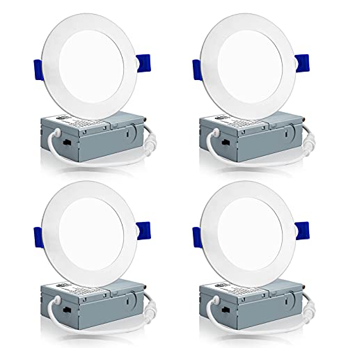 Meconard 4 Pack 4 Inch 3CCT LED Recessed Lighting, Canless Wafer Downlight - color: 5000k/4000k/3000k - 3cct white, size: 4 Inch