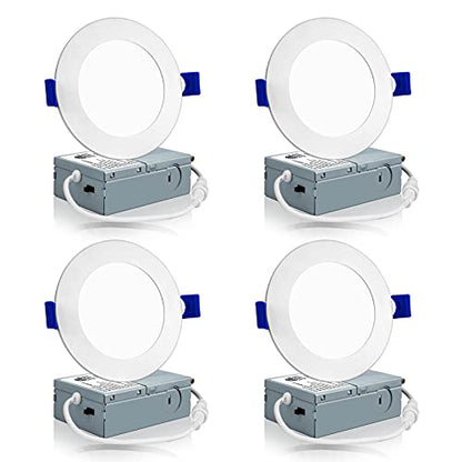 Meconard 4 Pack 4 Inch 3CCT LED Recessed Lighting, Canless Wafer Downlight - color: 5000k/4000k/3000k - 3cct white, size: 4 Inch