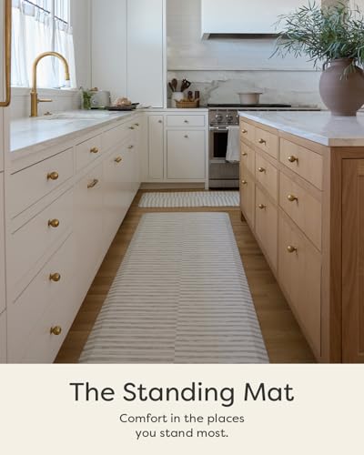House of Noa Nama Standing Mat – Anti-Fatigue Kitchen Mats for Floor, Cushioned & Non-Slip Kitchen Comfort Mat for Standing, Thick Foam Anti-Fatigue Mat for Kitchen & Workspaces, Reese Bark 22" x 72" - color: Bark, size: 72"L x 22"W x 0.8"Th