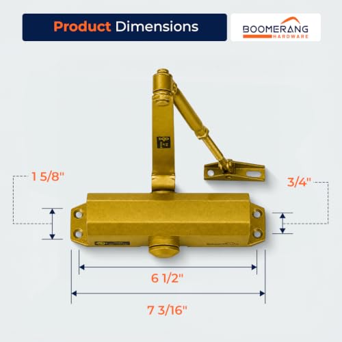 Boomerang D503 Light/Medium-Duty Designer Auto Commercial Door Closer - color: Painted Brass/Gold