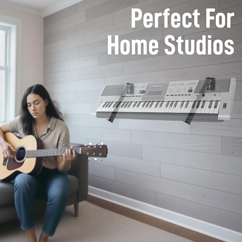 Victory Display WALL-MOUNTED Keyboard Arms – Fixed Length Keyboard Wall Mount, Space-Saving Keyboard arms for Home Studios and retail stores, Displays keyboard at 45°, 65° & 90° Angles – 1 Pairs (16")