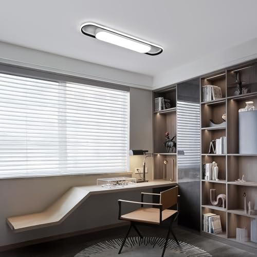 28.3Inch Cool White Modern LED Ceiling Lighting,40W High Brightness Metal Linear Ceiling Lamp,6500K Simple Long Light for Kitchen Dining Living Room Laundry, Garage Cloakroom Lighting - color: Cool White (6500K/NOT Dimmable ), size: 2.36 FT (28.3 Inch / 7