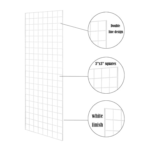 Heavy Duty Gridwall Panels Commercial Grade Grid Panel for Retail Display Wall, 2' Width x 5' Height, White (Pack of 4) - color: White, size: 2'x5'(4 Pack)