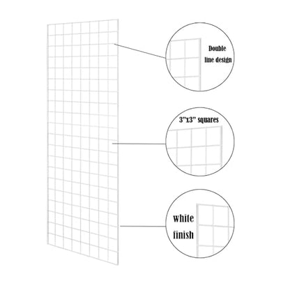 Heavy Duty Gridwall Panels Commercial Grade Grid Panel for Retail Display Wall, 2' Width x 5' Height, White (Pack of 4) - color: White, size: 2'x5'(4 Pack)