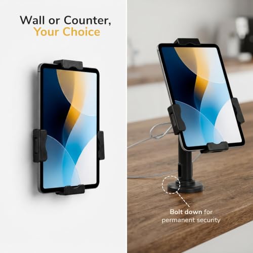 Mount-It! Universal Tablet Stand, Cable Lock & Wall Mount, 7.9-11in, Black - size: Counter - Bolt-on Base