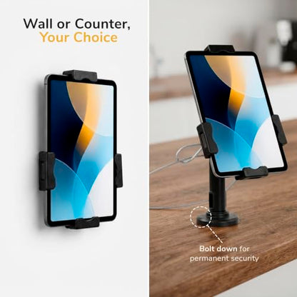 Mount-It! Universal Tablet Stand, Cable Lock & Wall Mount, 7.9-11in, Black - size: Counter - Bolt-on Base