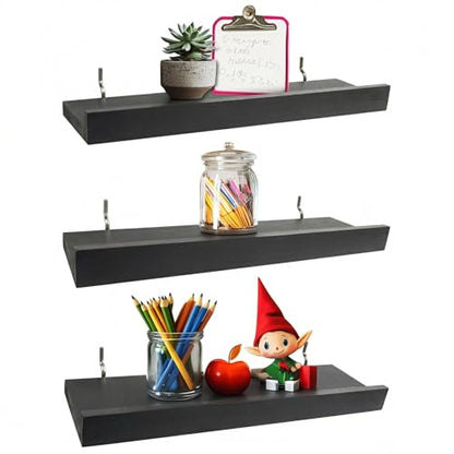 Black Pegboard Shelves with Lip, 3Pack 14" x 4" Peg Board Racks & Brackets - color: Black