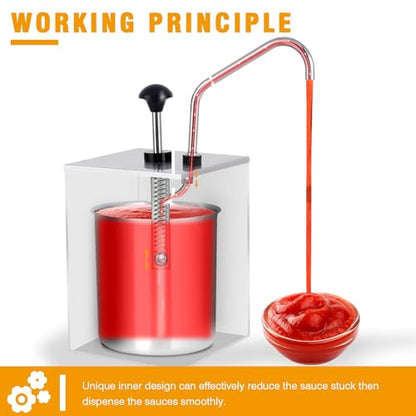 Commercial Sauce Dispenser Pump 3.7Quart Condiment Pump Station | with 4L Stainless Pump&Container, for Storing&Pumping Ketchup BBQ Syrup Salad Dressing Sauces - size: 3.7Quart