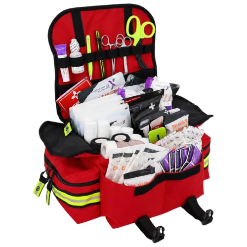 Lightning X Small Medic First Responder EMT Trauma Bag Stocked First Aid Trauma Fill Kit A (Red) - color: Red