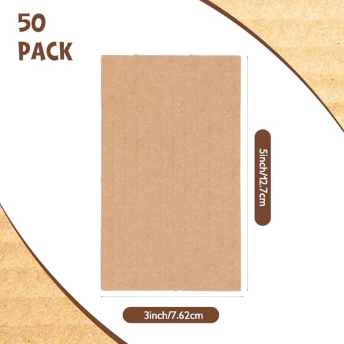Zonon 50 Pack Corrugated Cardboard Sheets, 3 mm Flat, 5 x 3 Inch, Brown - color: Brown, size: 5 x 3 Inch