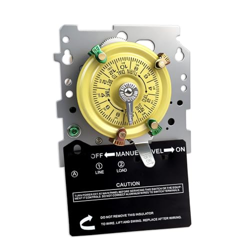 T101M Pool Timer Mechanism Only, Pool Pump Timer, 120V SPST 40A Single-Pole Single-Throw Time Switch, 24 Hour 12 ON/Off, Heavy-Duty Mechanical Time Switches, Not for T104 Series,5 Years Warranty - style: T101M