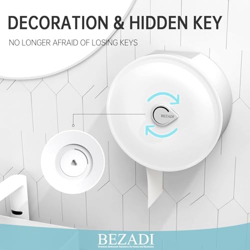 Paper Towel Dispenser Wall Mount, Jumbo Roll Toilet Paper Dispenser Key Lock Commercial Household Large Capacity White - color: White