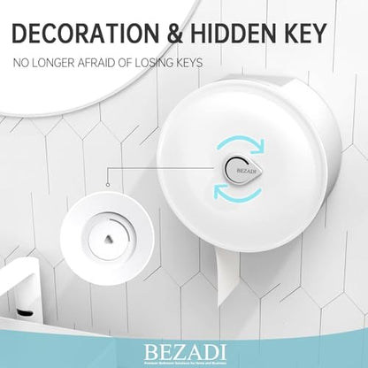 Paper Towel Dispenser Wall Mount, Jumbo Roll Toilet Paper Dispenser Key Lock Commercial Household Large Capacity White - color: White