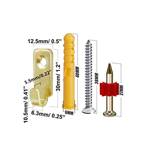 10pcs Heavy Duty J-Shaped Hangers 304 Stainless Steel Wall Mounted Mini J Hook for Mirror Picture Frames Hanging Wire/D Rings/Keyhole Hangers (Gold) - style: J Hanger-Gold (10pcs)