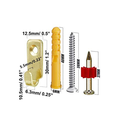 10pcs Heavy Duty J-Shaped Hangers 304 Stainless Steel Wall Mounted Mini J Hook for Mirror Picture Frames Hanging Wire/D Rings/Keyhole Hangers (Gold) - style: J Hanger-Gold (10pcs)