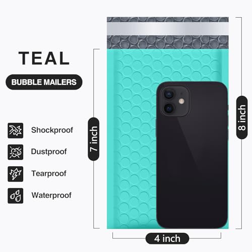 UCGOU Bubble Mailers 4x8" Teal 100 Pack Usable Size 4x7" Padded Envelopes - color: Teal, size: 4x8" 100PC