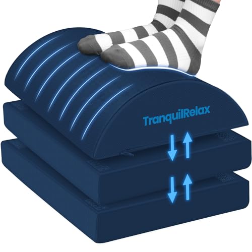 TranquilRelax Foot Rest Under Desk, 3-Height Adjustable Foot Stool, Blue - color: Blue, size: Large