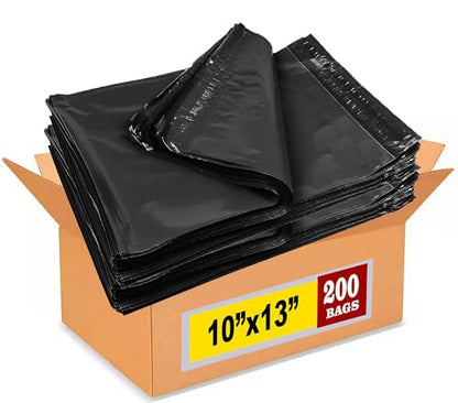 iMBAPrice Black Poly Mailers 10x13 Inch 200 Pack I Size #4 Self-Seal, Waterproof, Tear-Resistant, For Clothing & Small Business Packaging - color: Black, size: 10" X 13"