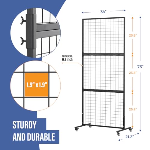 3' x 6' Standing Gridwall Panel Display Rack w/Wheels (Set 2) - color: Style 2