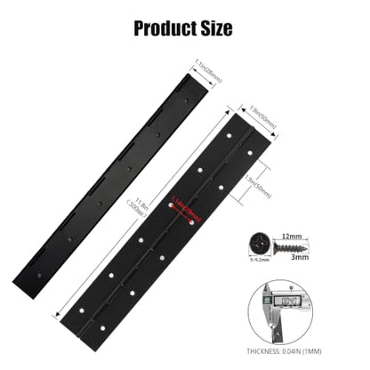 12-Inch 3-Pack Black Heavy Duty Stainless Steel Piano Hinge, Long Hinge， - size: 12inch(black)3Pcs