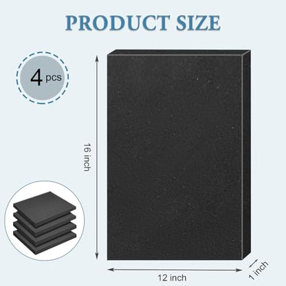 Black Polyurethane Foam Inserts for Cases, 4 Pcs 16 x 12 x 1 Inch, Cuttable Packing Padding for Tool Box, Camera, Crafts and Storage - size: 16x12x1inch