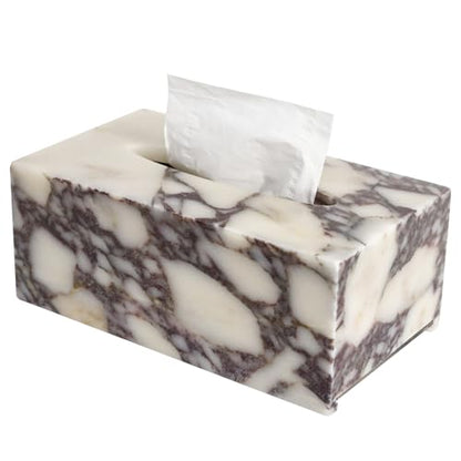 DUANYAN Luxury Marble Tissue Box Cover, Calacatta Marble Tissue Box Holder - color: Calacatta Viola