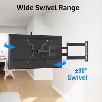 MOUNTUP Long Arm TV Wall Mount for Most 26-65 Inch TVs, Corner TV Mounts with 37.4 Inch Extension Arm, Smooth Swivel Tilt Single Stud Full Motion Bracket Max VESA 400x400mm, Holds to 77 lbs, MU0047 - size: 26-65 inch, 77 lbs, Indoor 37.4 inch Arm