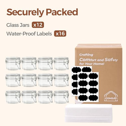 ComSaf Small Glass Spice Jars with Airtight Lids 4 oz 12 Pack Mason Pantry - size: 4 fl oz x 12