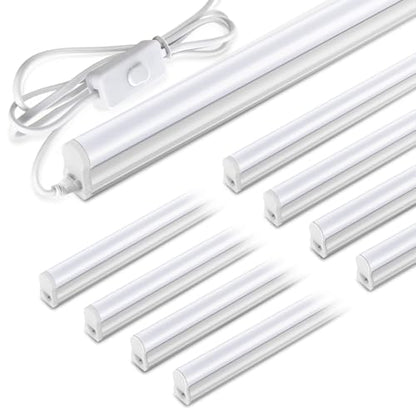 Pak 4FT LED Shop Lights, 2300LM 6500K Cool White, 20W Energy Efficient Linkable Ceiling and Under Cabinet Lighting, T5 Integrated Utility Fixture for Garage, Workshop, Basement, FCC Certified, 8 Pack - size: 4FT 6500K-8 Pack