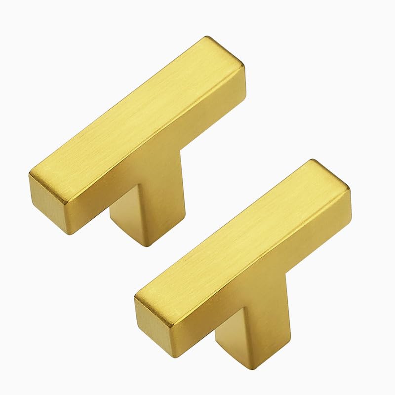 3 Pack Brushed Brass Cabinet Knobs, 2in Length Square Bar Drawer Pulls - color: Brushed Brass, size: 3 Pack, style: Square