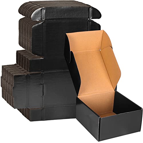 4x4x2 Black Cardboard Boxes - 30 Pack Small Shipping Boxes for Small Business Mailing, Corrugated Packaging - color: Black, size: 4 x 4 x 2