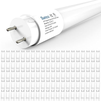Sunco 100 Pack 4 Foot T8 LED Tube Light Bulbs, 5000K, 20W, Hybrid A+B - size: 100 Pack