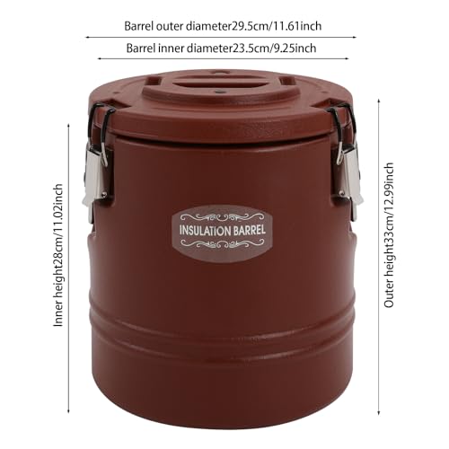 15L/3.96 Gal Insulated Soup Carrier, Stainless Steel Insulated Soup Container Bucket Hot & Cold Thermal Bucket with Lid Commercial Food Warmer for Parties Picnics Cafes Restaurants - color: Brown, size: 15L/3.96 Gal