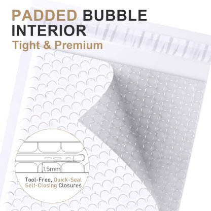Bubble Mailers 6x10" 100 Pack: Self Seal Mailing Envelopes White