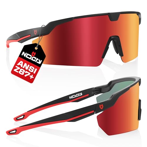 NoCry Anti-Fog Safety Sunglasses for Men and Women — Work Sunglasses - color: Black & Red