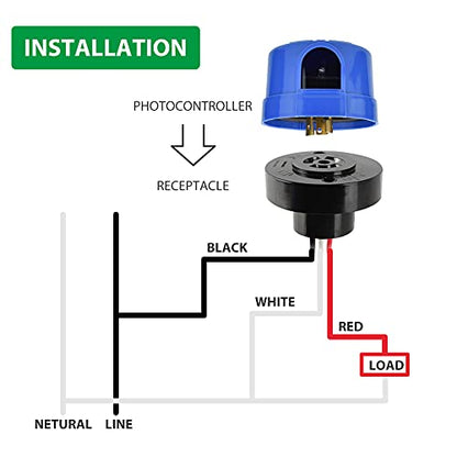 1 Pack Photocell for Outdoor Light, Auto On/Off Photo Sensor Switch, Dusk to Dawn LED Street/Barn Light Control - size: 1 Pack